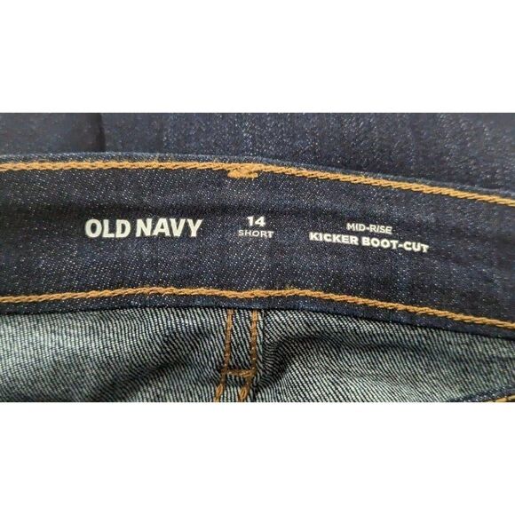 Old Navy Womens Size 14 Short Black Denim Mid Rise Kicker Boot-Cut Jeans - Picture 6 of 8